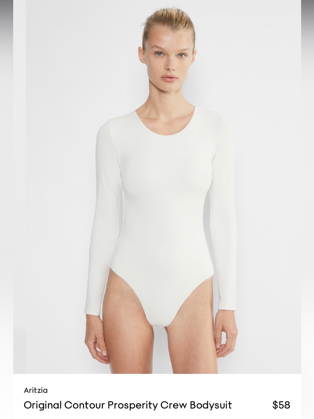 Aritzia Cream Long-Sleeve Crew Bodysuit